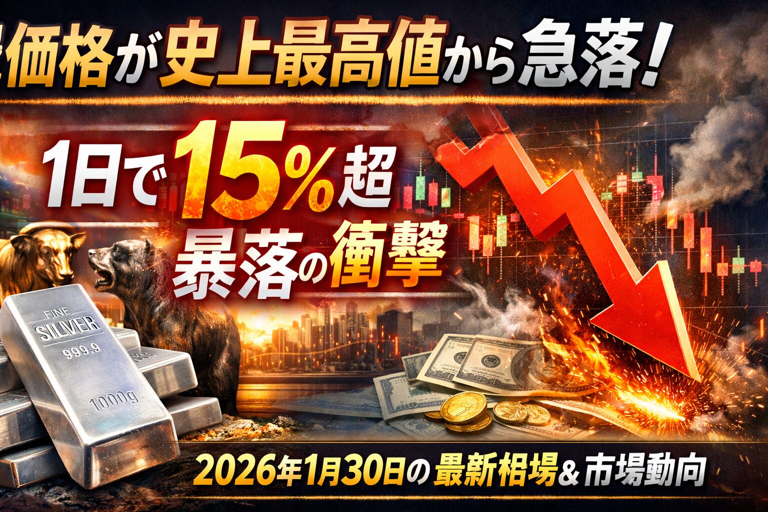 銀価格が史上最高値から急落した2026年1月30日の相場動向と日本国内価格への影響