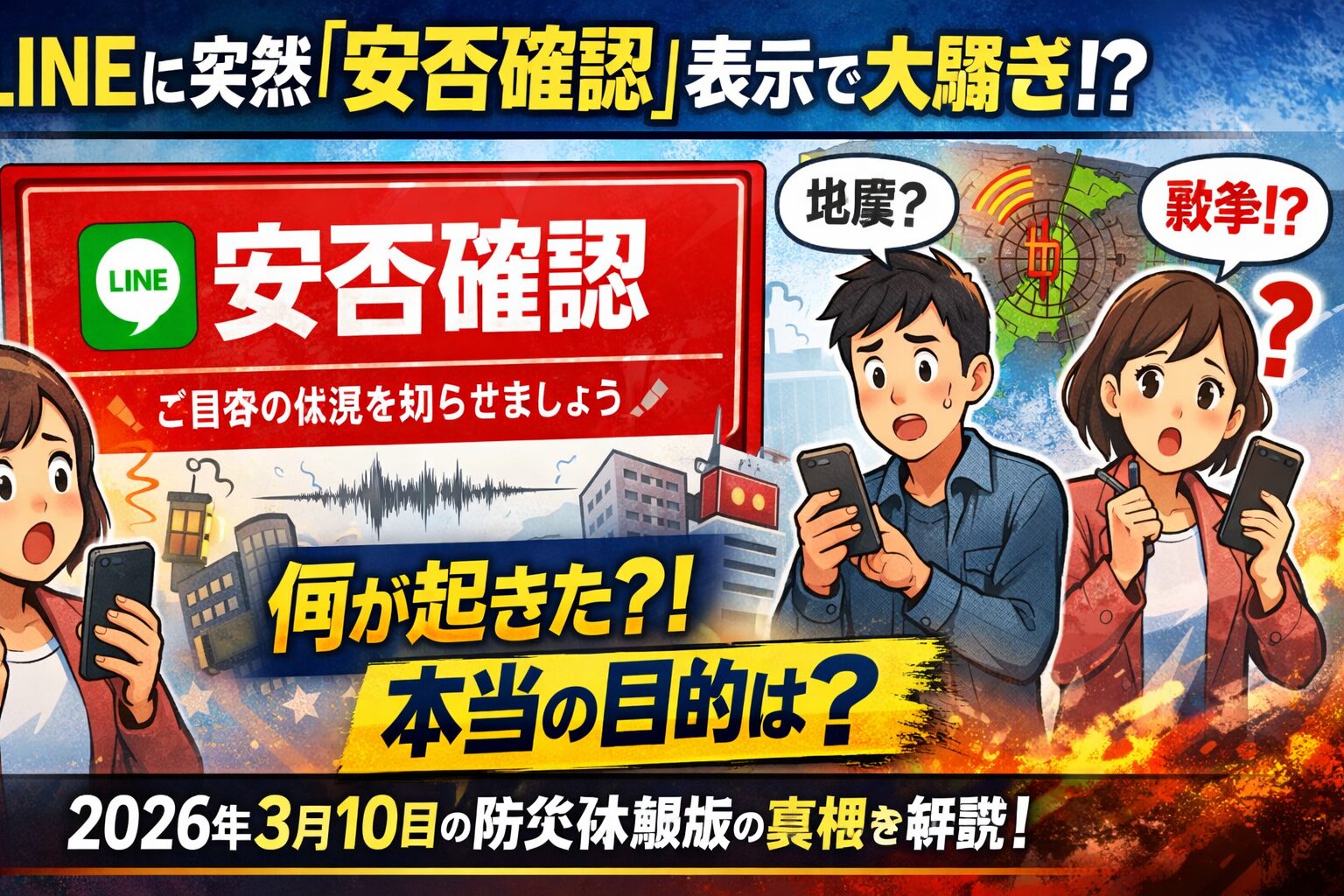 LINEの安否確認が突然表示された理由とは？2026年3月10日の防災体験版と混乱の背景を解説