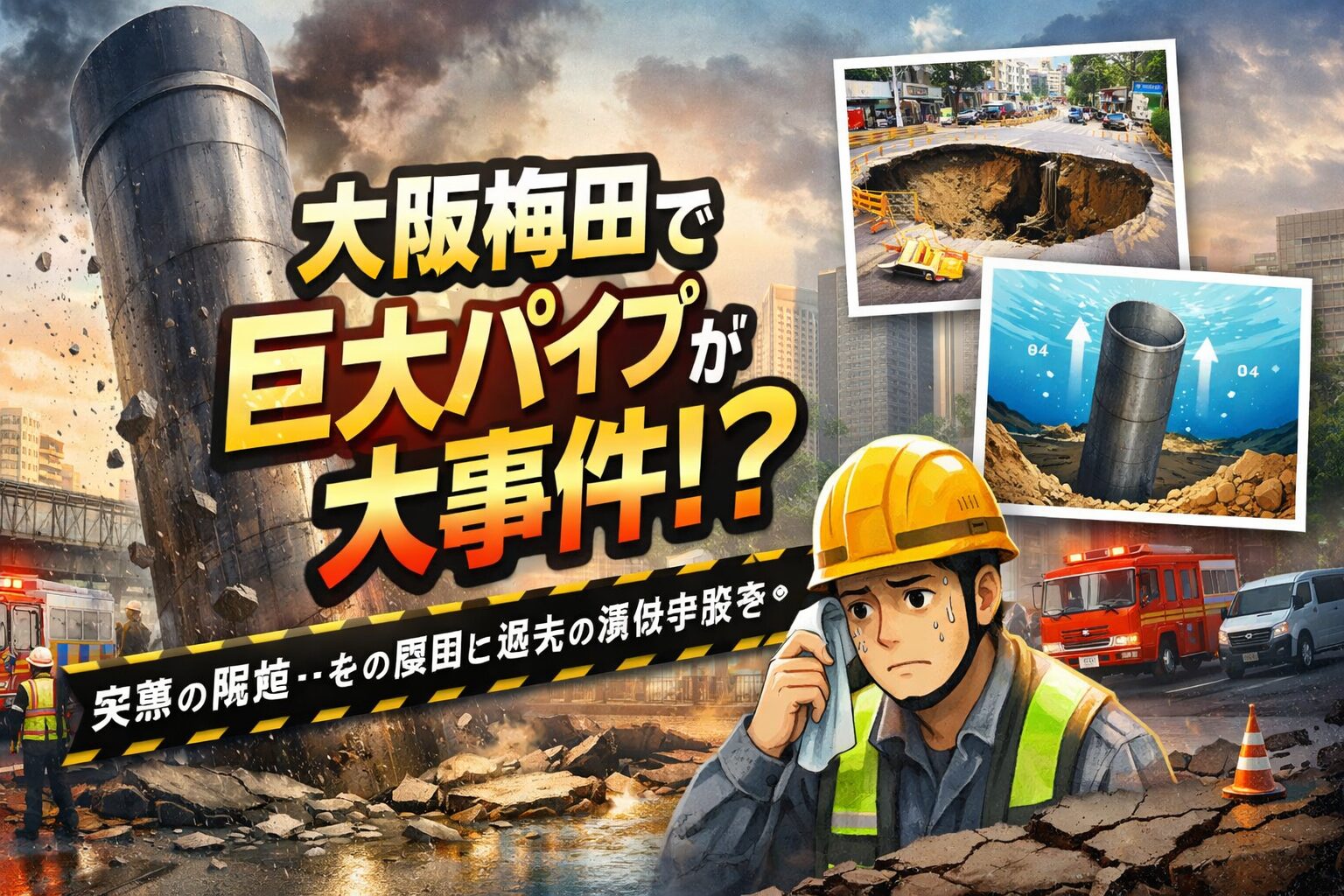 大阪梅田で巨大パイプが地中から隆起した事故の原因とは？下水道工事現場で起きた衝撃トラブルの全容
