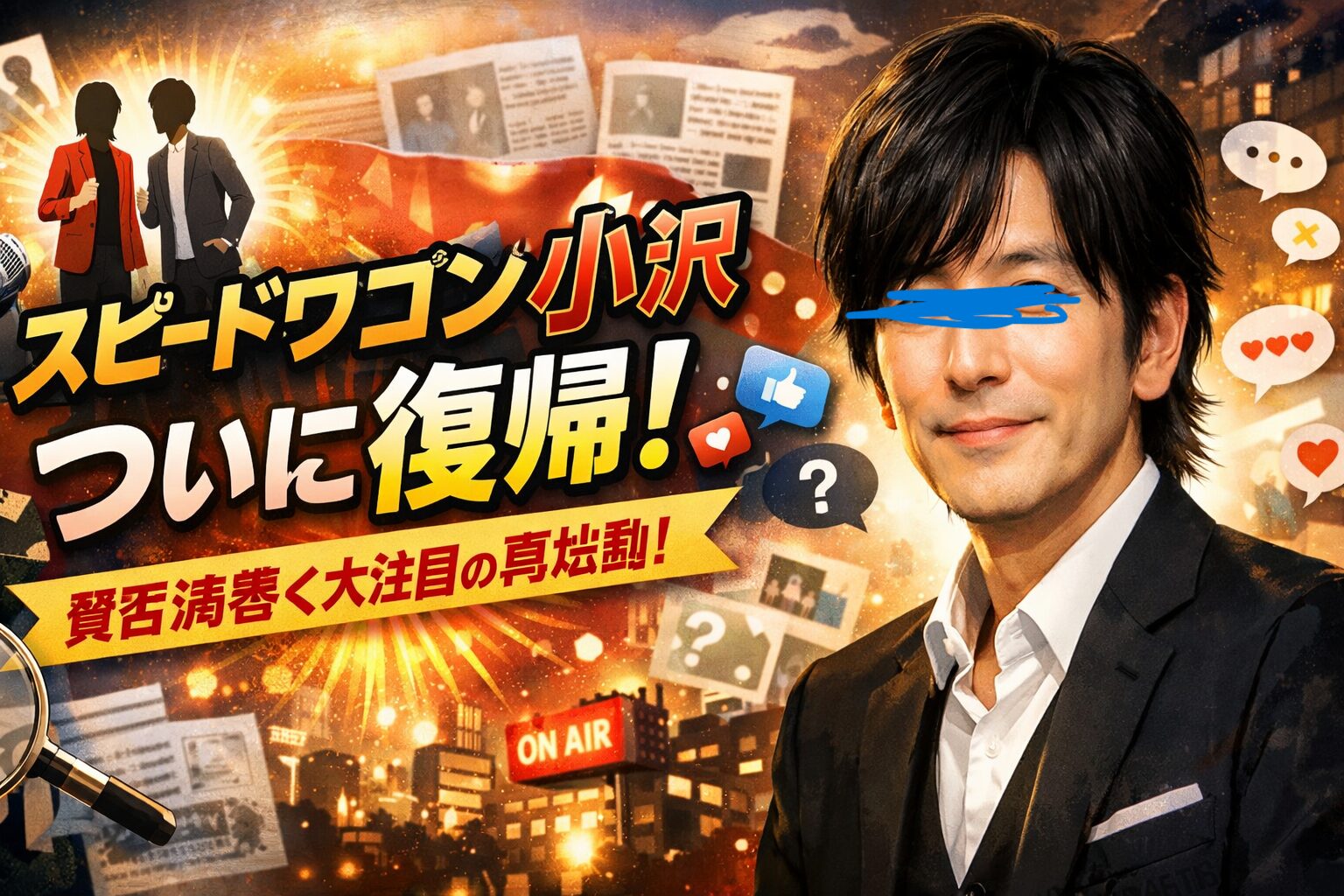 スピードワゴン小沢一敬が活動再開へ｜休止理由とこれまでの経歴、復帰後の論点を整理