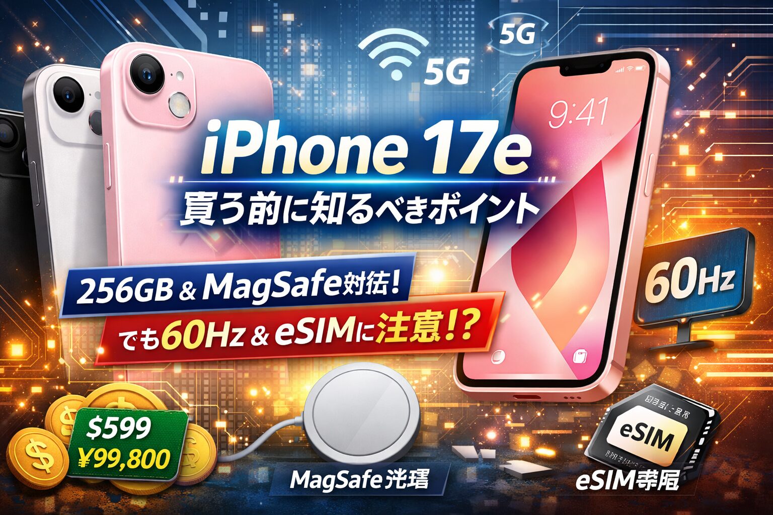 iPhone 17eの発売日と価格、256GB標準やMagSafe対応の注目点と60Hz・eSIMの注意点
