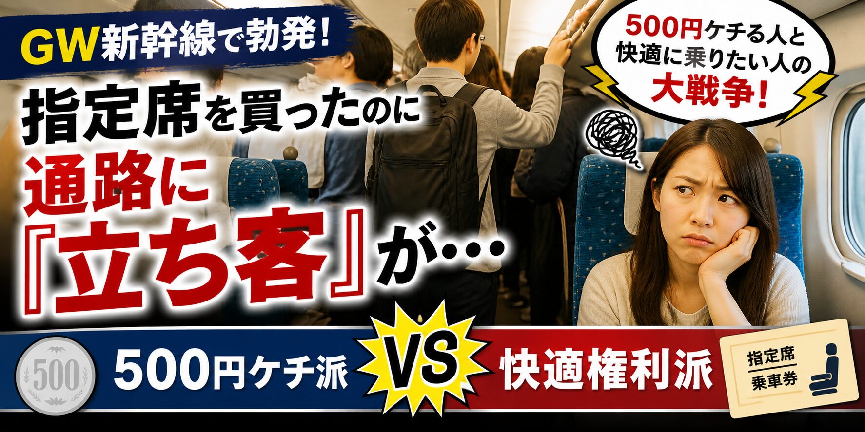 GW新幹線で指定席なのに通路に立ち客が発生