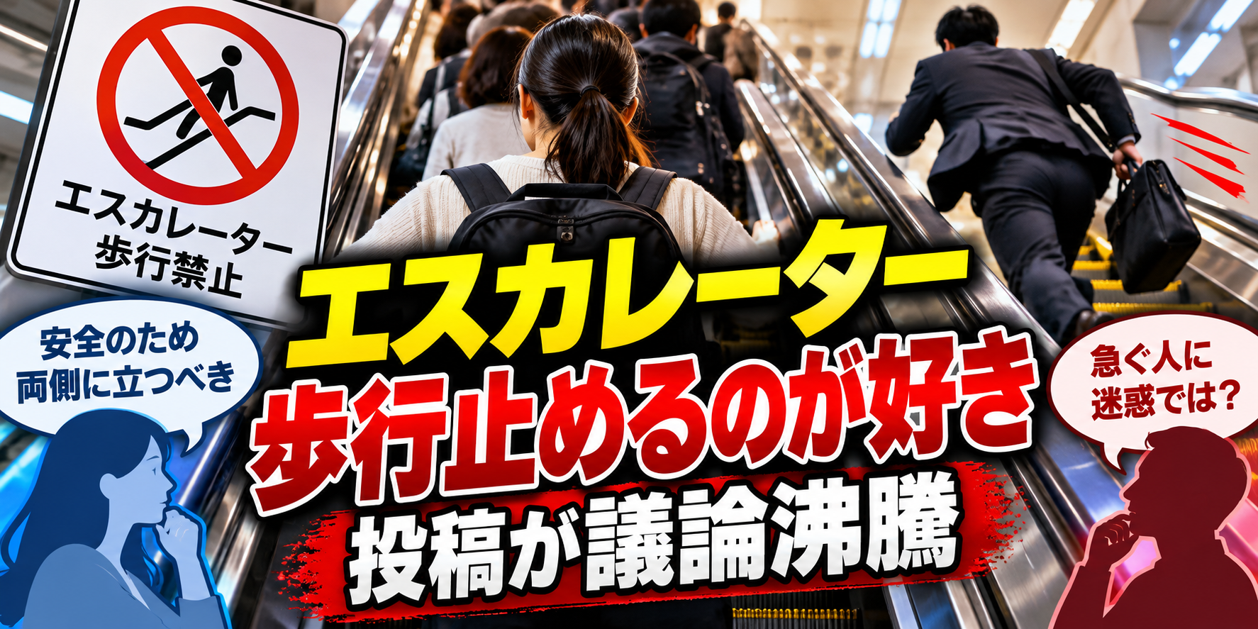 エスカレーター歩行問題、駅で大激論